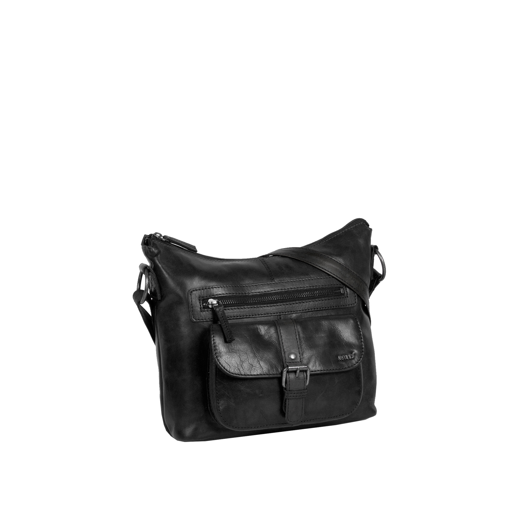 Justified Bags Nynke Zwarte Leren Schoudertas