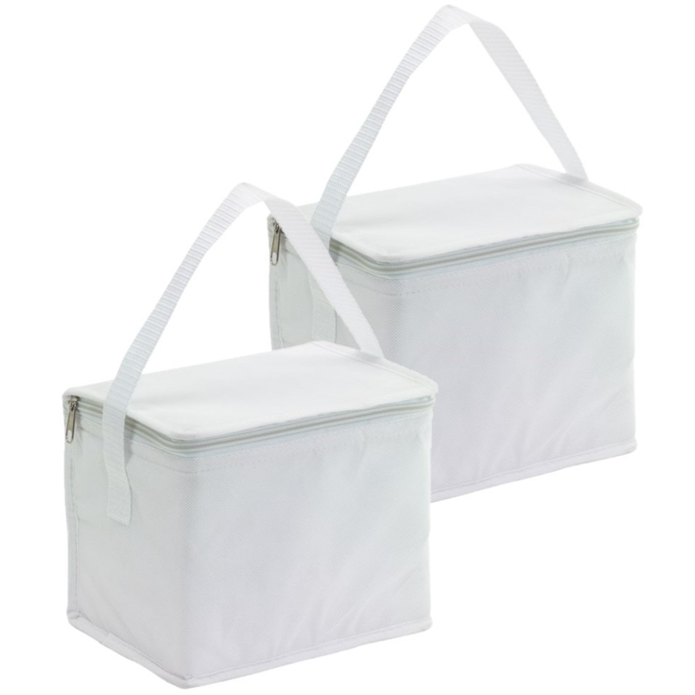 Merkloos Kleine koeltas voor lunch - 2x - wit - 20 x 13 x 17 cm - 4.5 liter - Koeltassen -