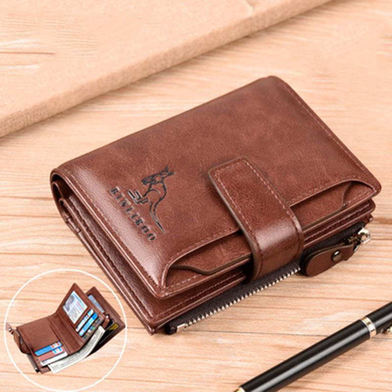 Leather bag Echt leren herenportemonnee Luxe korte kaarthouder voor heren Rits portemonnee Draagbare herenportemonnees Billfold