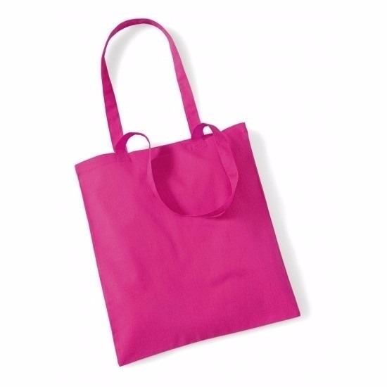 Merkloos 100x Katoenen schoudertassen draagtasjes fuchsia x cm -