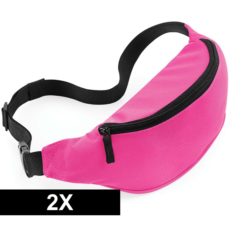 Bagbase 2x Heuptasjes/buideltasjes fuchsia roze cm -