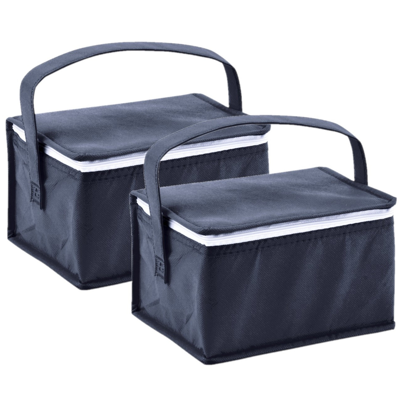 Merkloos Set van 2x stuks kleine koeltassen voor lunch blauw 20 x 14 x 13 cm 3.5 liter -