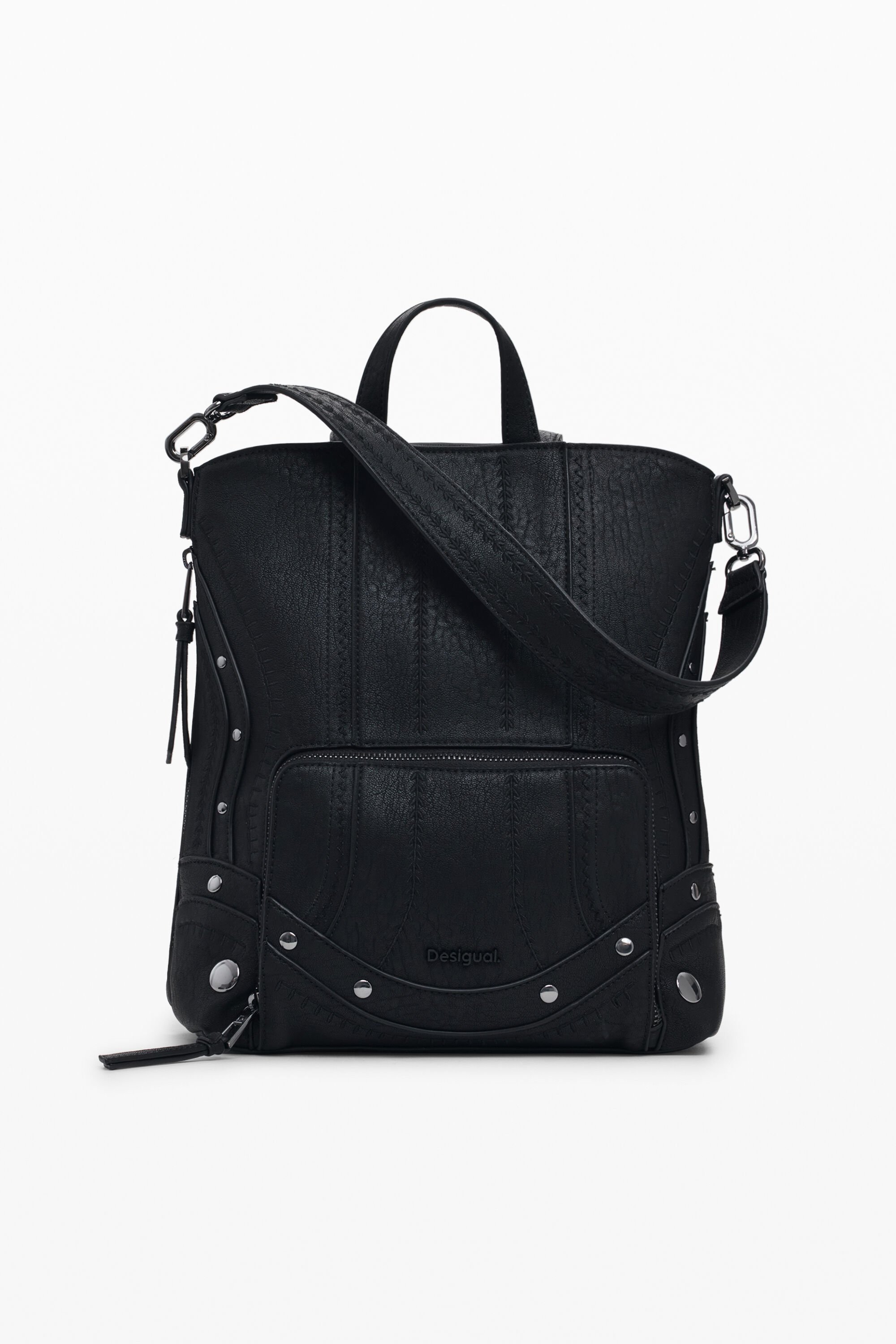 Desigual Middelgrote rugzak met borduursels - BLACK