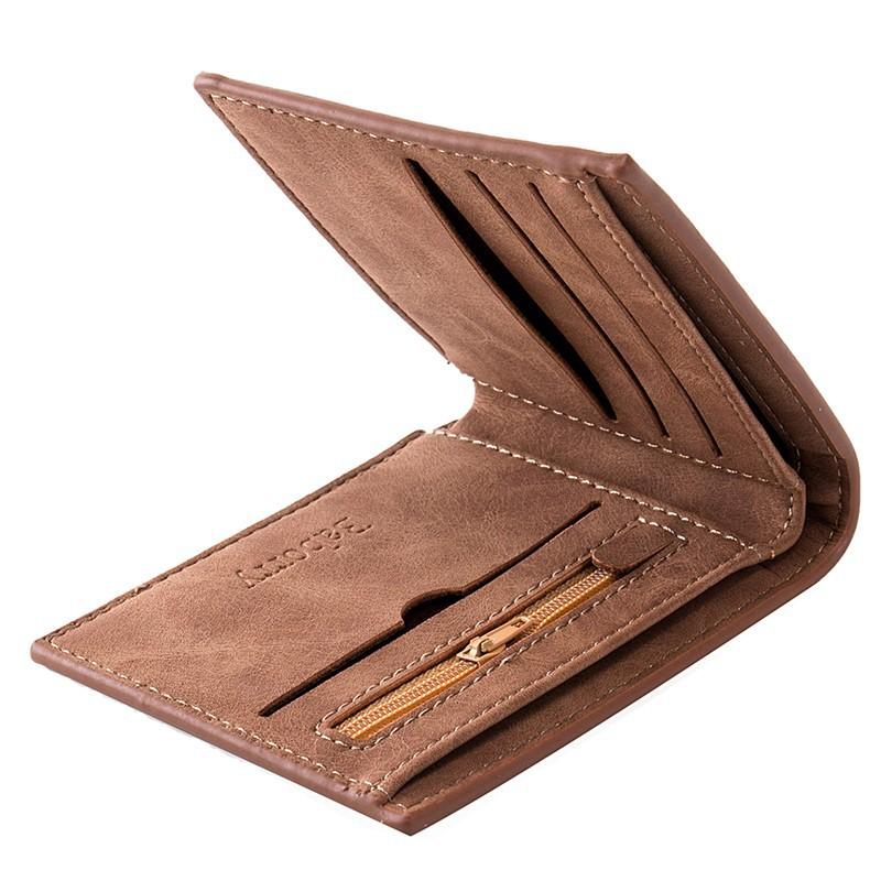 BOOSKU Vintage PU lederen korte portemonnees mannelijke casual dunne kaarthouder portemonnee portemonnees cadeau