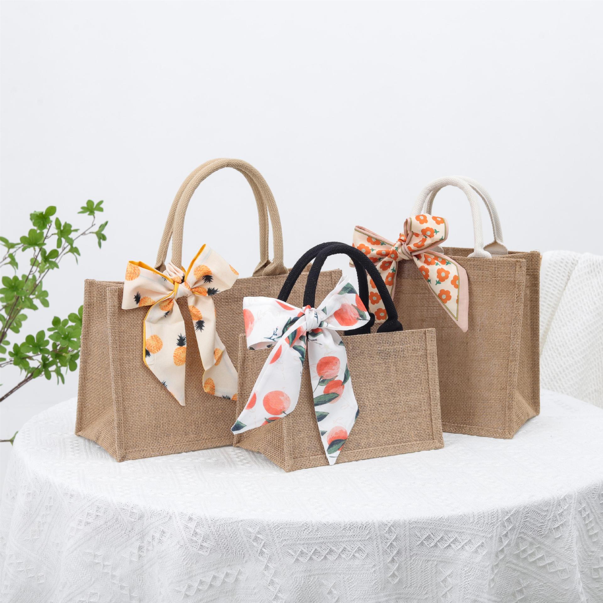 VantaGoods MUJI Jute Hand-held Geschenktas - Stijlvolle Lege Kleine Batch Boodschappentas