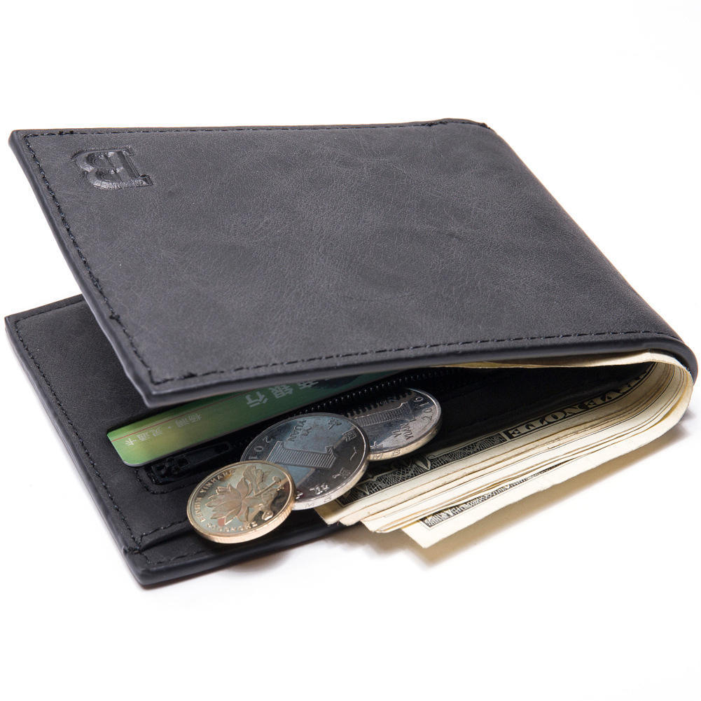Baborry Mini Slim Wallet Portemonnees voor heren met muntzakje Kleine dunne mannelijke autohouder Portemonnee Compact zwart