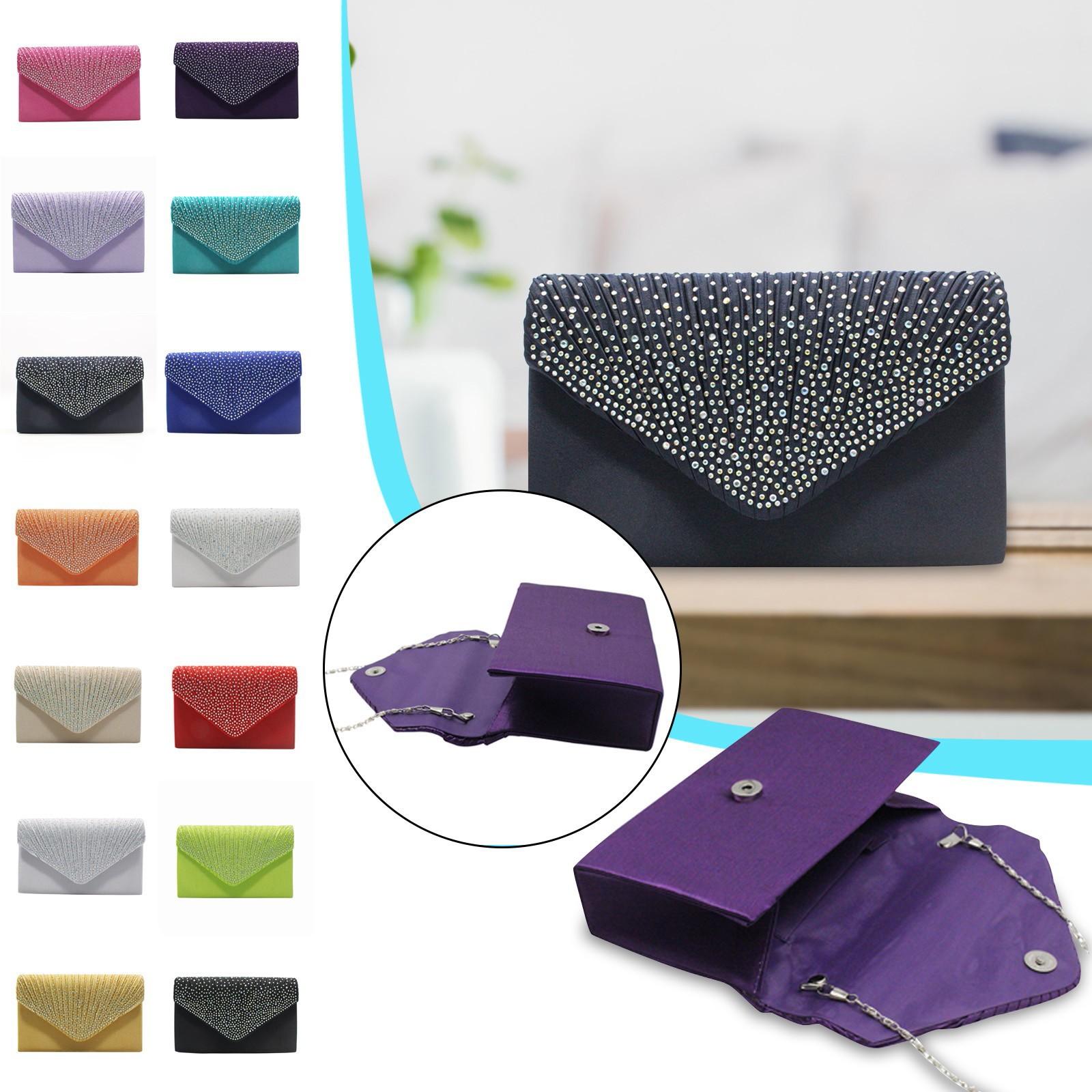 Superhero Damesmode elegante zijden riem boor clutch avond prom handtas portemonnee One Size zwart