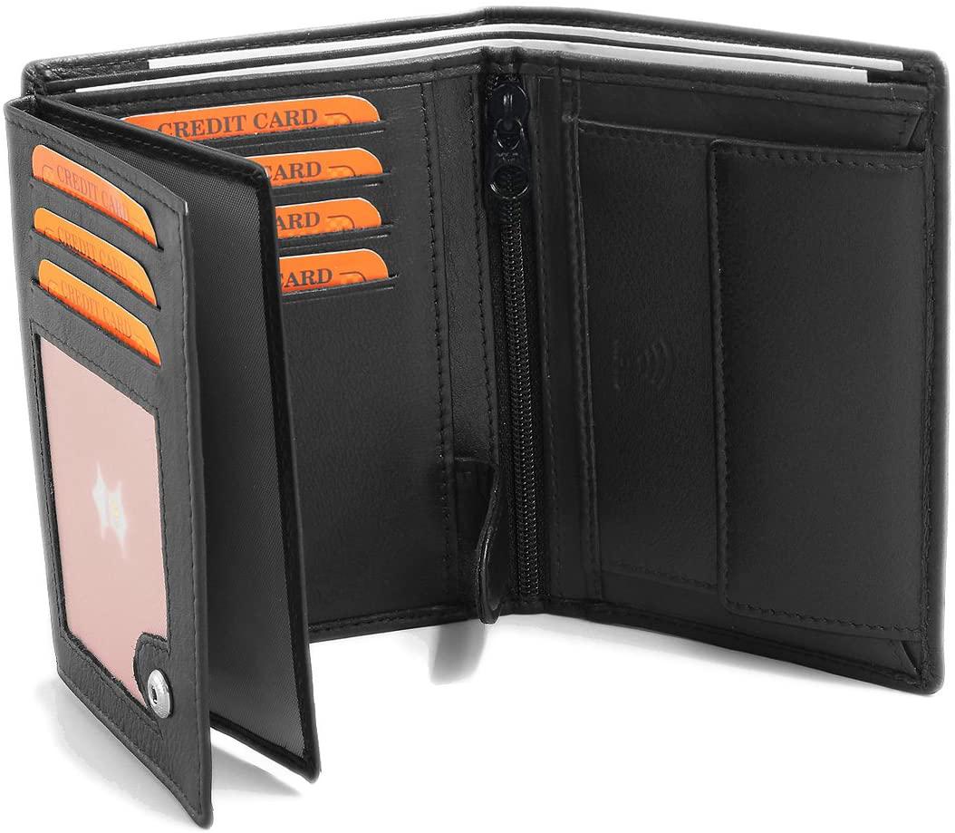 NEEDIVYOU Echte leren portemonnee voor heren RFID-blokkerende slanke heren veilige portemonnee  Creditcardhouder