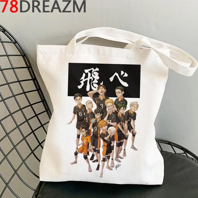 Aidegou17 Haikyuu boodschappentas bolso shopper boodschappentas handtas bolsas herbruikbare stoffen touw jute sacolas 24*26cm