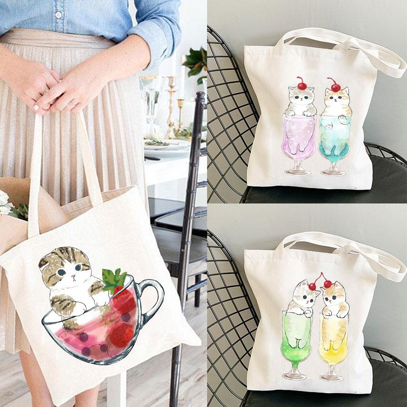 Aidegou2 Leuke Gedrukt Shoping Tas Harajuku Kawaii Y2k Vrouwen Winkelen Designer Handtassen Shopper Anime Draagtas Opvouwbare Boodschappentas 24*26cm