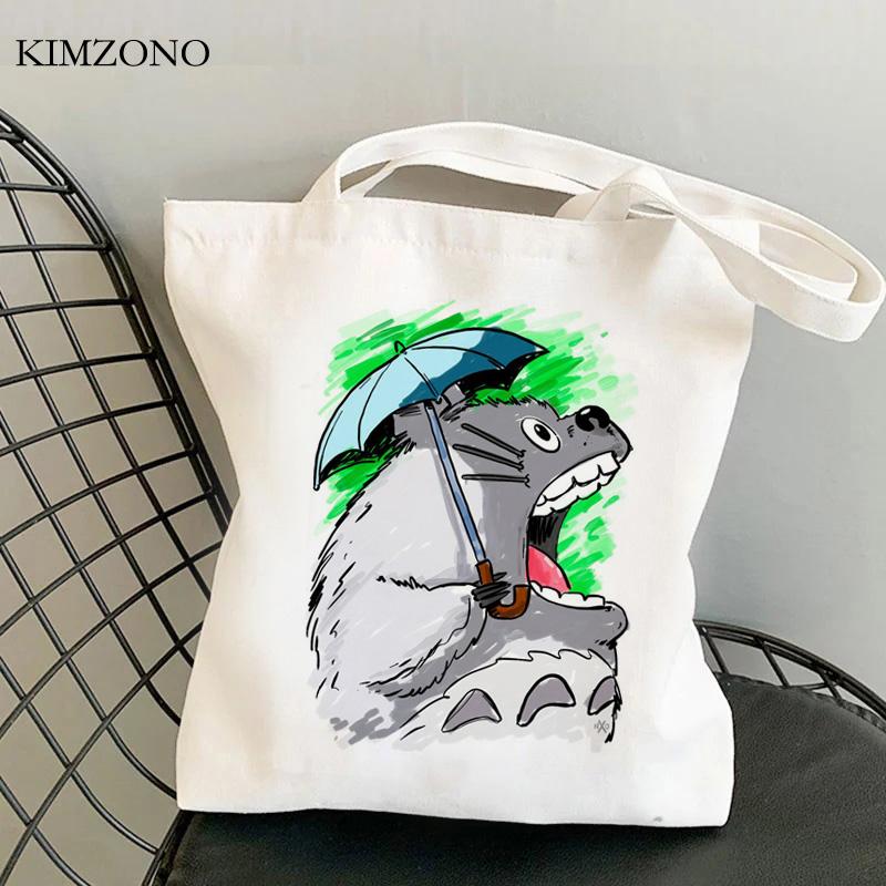Aidegou2 Totoro boodschappentas katoenen canvas shopper boodschappen handtas draagtas sacola bolsas ecologicas stoffen cabas 24*26cm