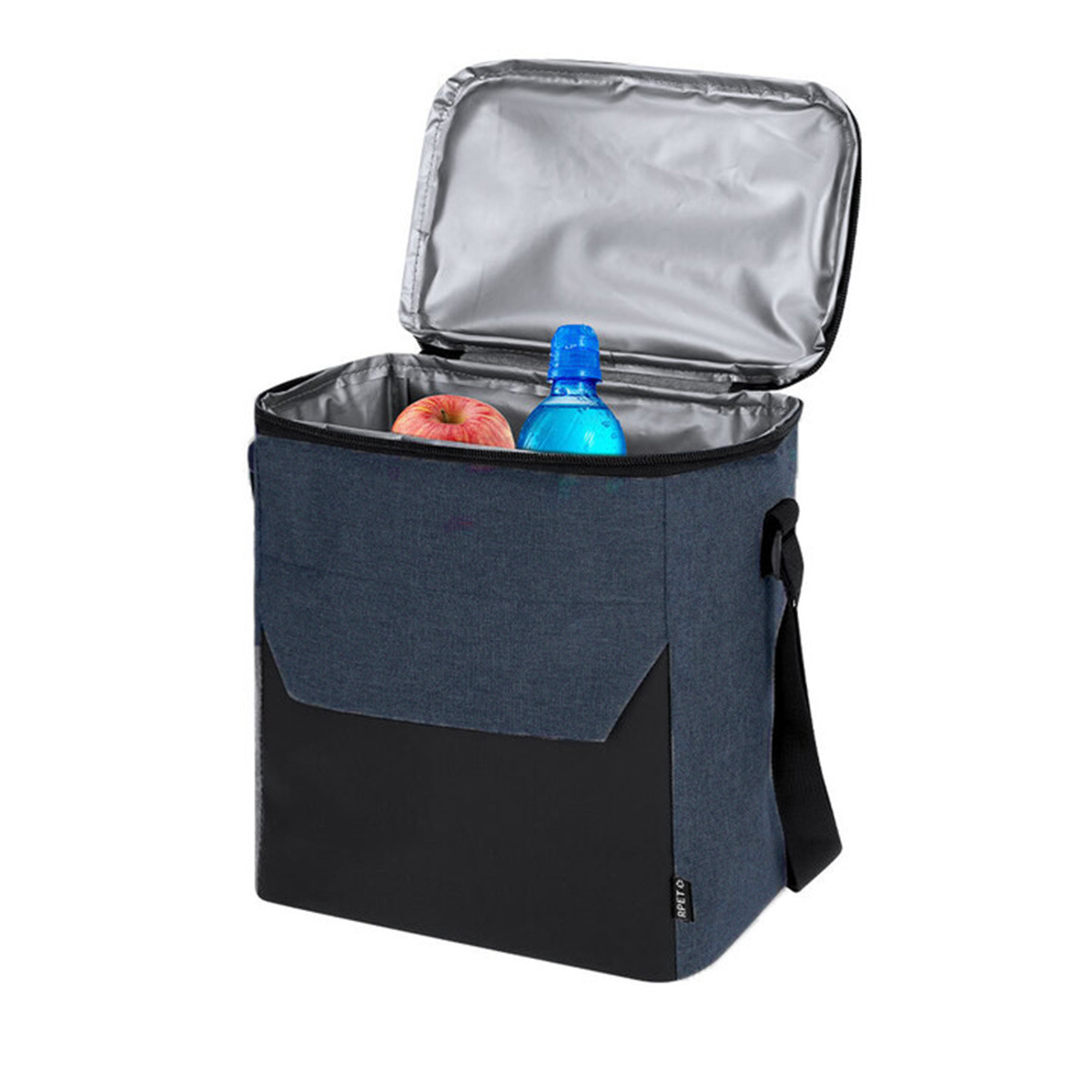 Merkloos Koeltas Amalfi - voor lunchpakket of drankjes - 15 liter - 23 x 26 x 25 cm - Draagband - Marineblauw -