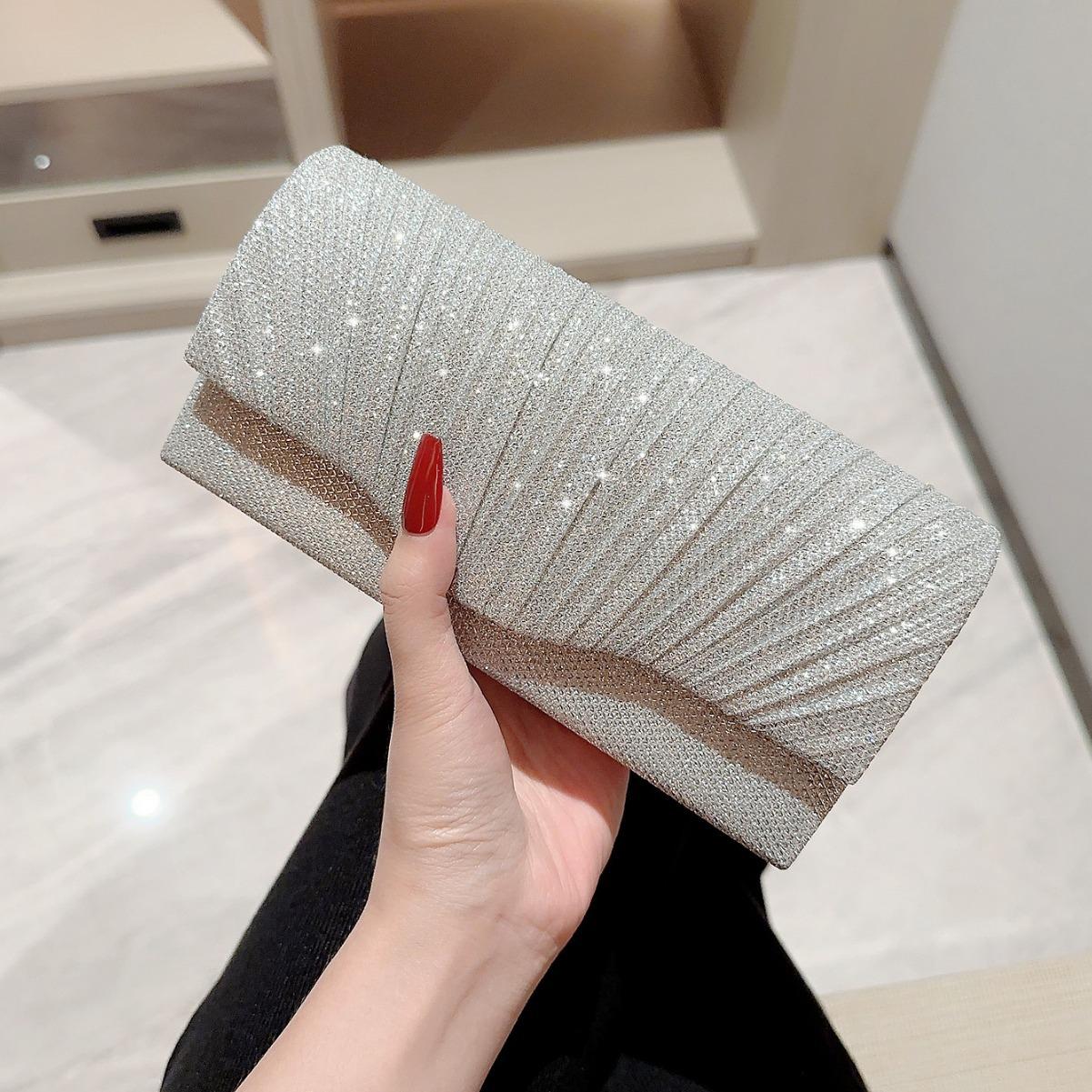 Framont Fashion House Vrouwen Zilveren Avond Diner Clutch Glanzende Elegante Tas Dame Schoudertas Handtas Vrouwelijke Feest Bruiloft Glitter Clutch Portemonnee zilver