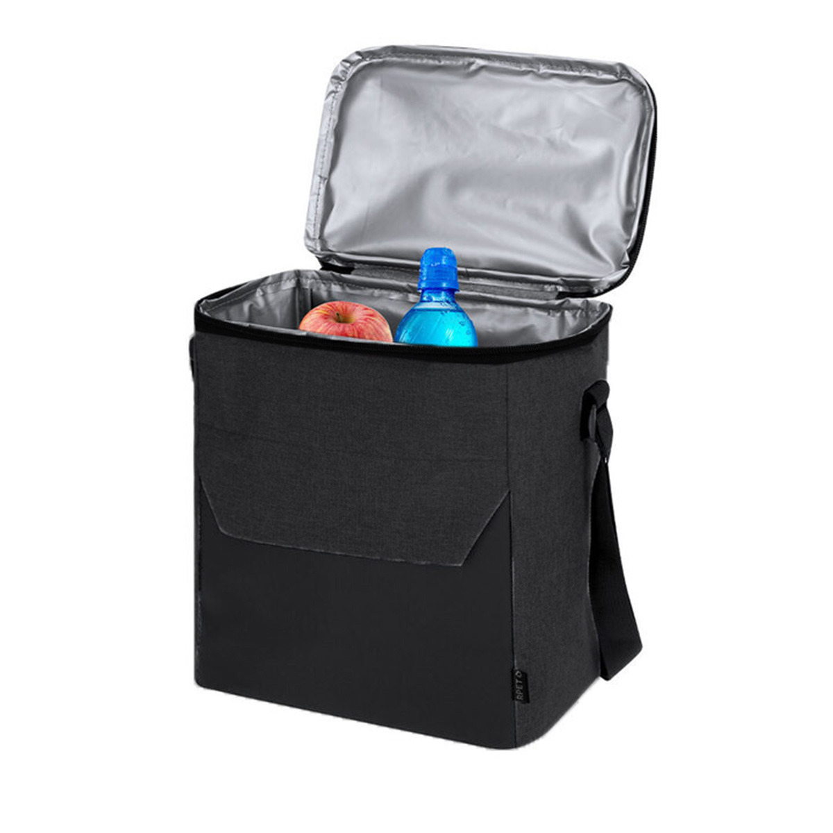 Merkloos Koeltas Amalfi - voor lunchpakket of drankjes - 15 liter - 23 x 26 x 25 cm - Draagband - Zwart -
