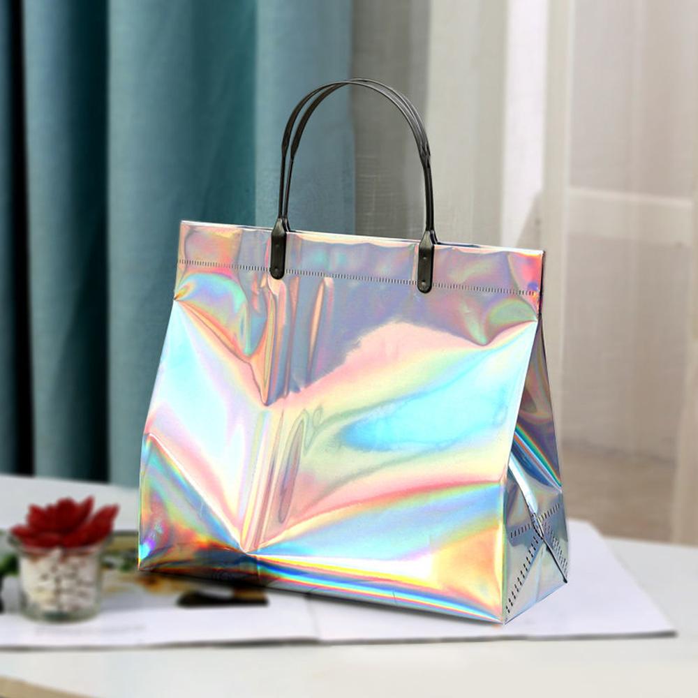 Framont Fashion House S/M/L PVC Laser Tote Bag voor Vrouwen Strand Waterdichte Dikke Handtas Draagbare Kleding Make-up Boodschappentas Mode Handvat Tassen