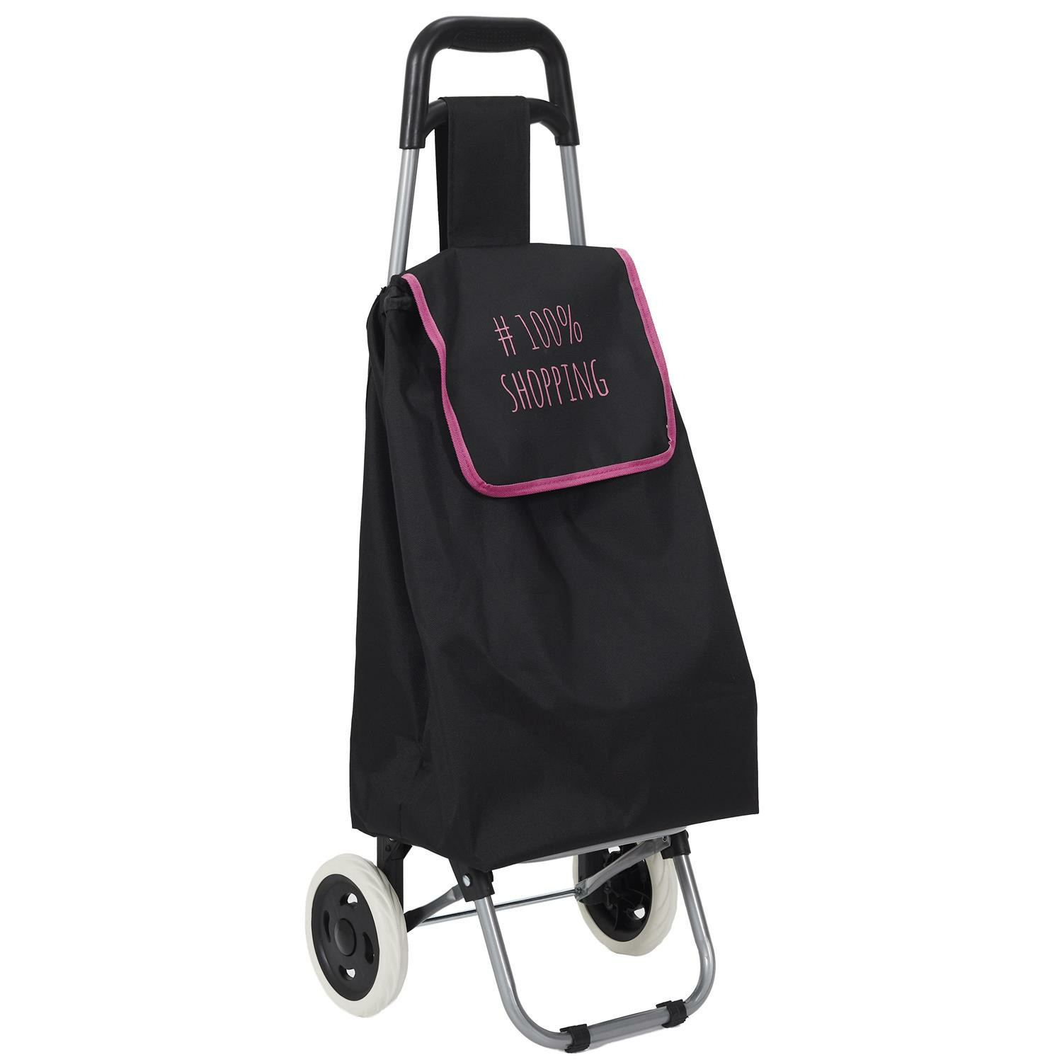 Benson Boodschappentrolley Wheeled - zwart/roze - 94 x x 27 cm - 35 liter -