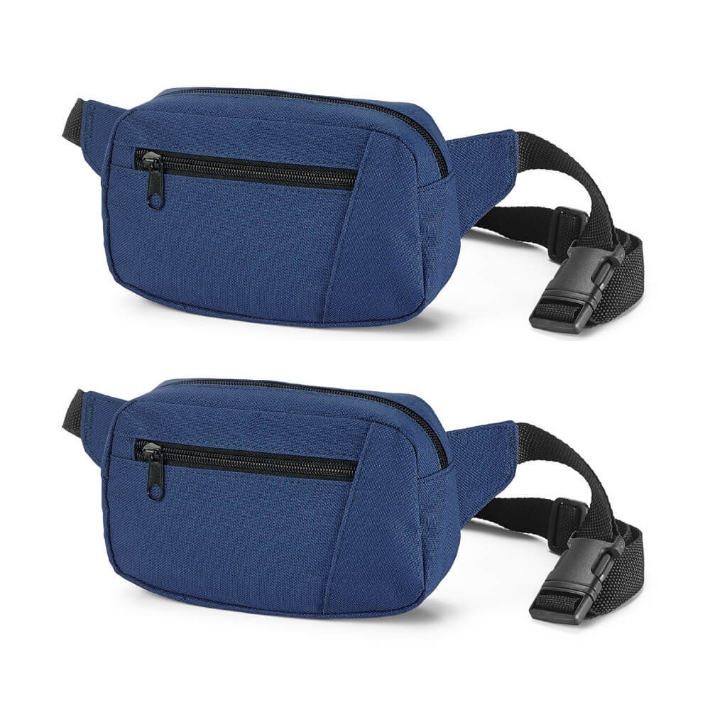 Merkloos 2x stuks blauwe heuptasjes/buideltasjes 21 x 12 cm -