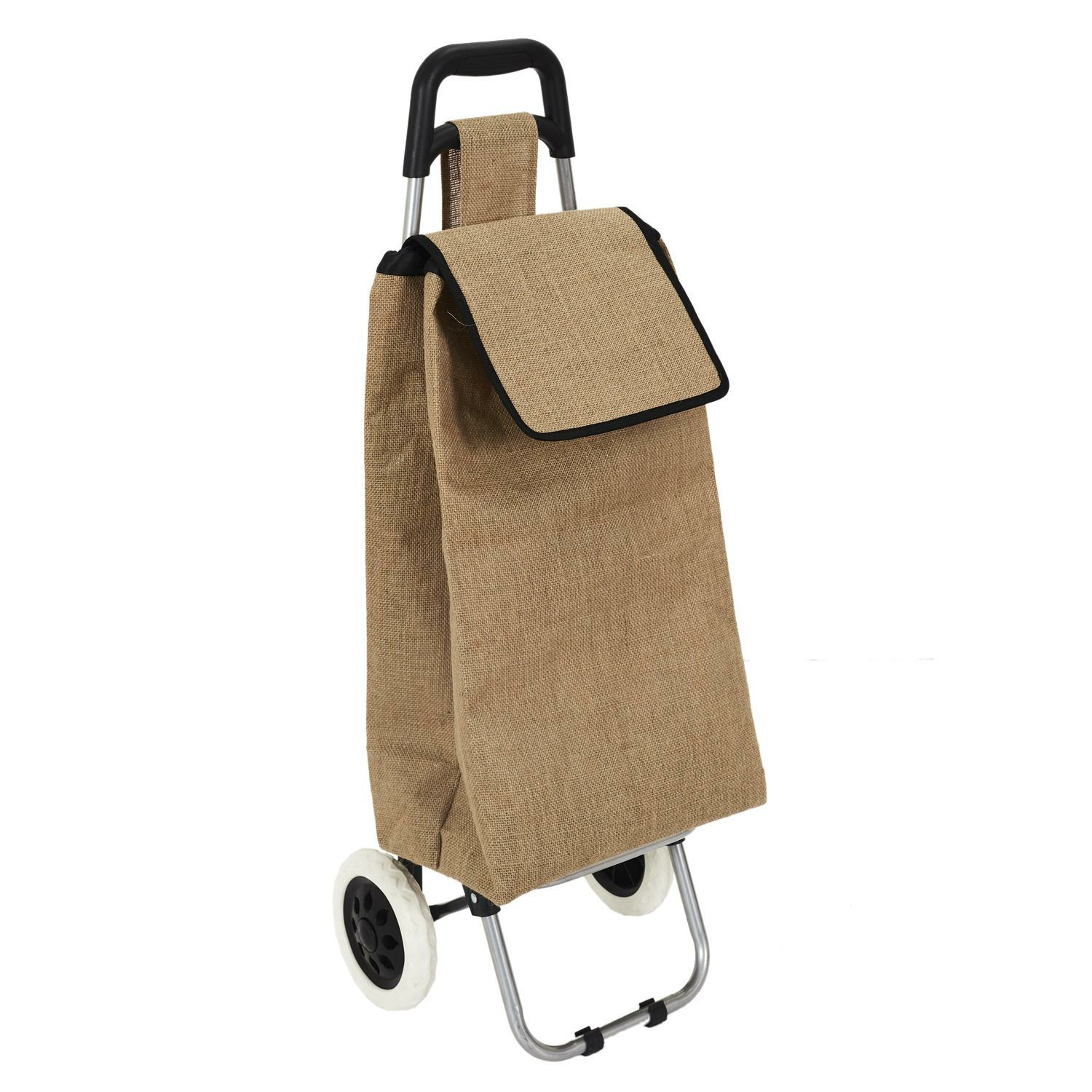 Trendoz Boodschappentrolley Shopping - jute beige - 31 x 26 x 95 cm - 50 liter - extra groot -