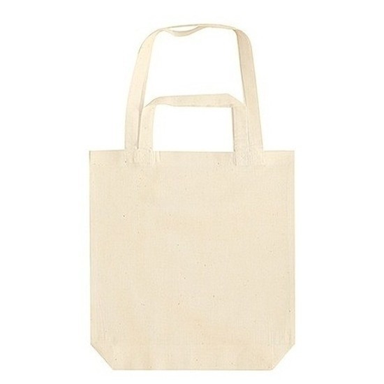 Merkloos 25x Beige canvas tassen met dubbel hengsel x cm -