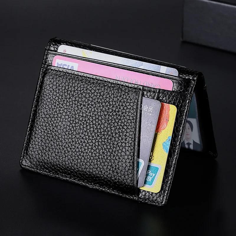 Dream shoe edge Superslanke zachte portemonnee 100% echt leer Mini creditcard portemonnee portemonnee kaarthouders heren portemonnee dun klein zwart