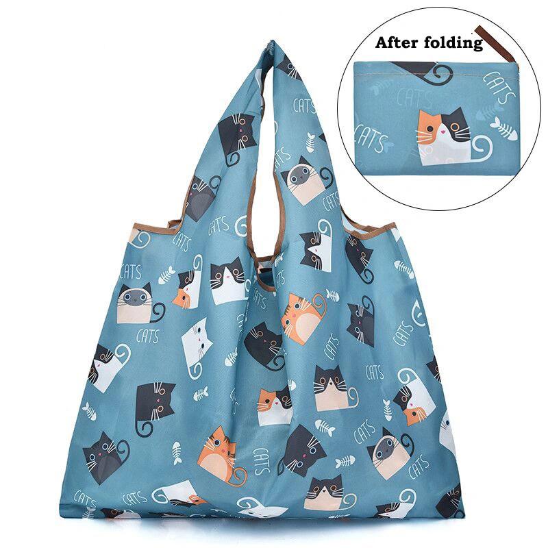 Finger Tas Grote opvouwbare boodschappentas Herbruikbare boodschappentas Scheurvaste nylon tas Geschikt voor boodschappen Recycling cadeau