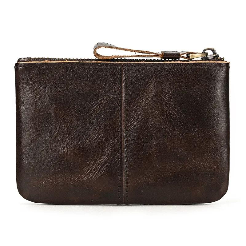 Warm clothes family Heren Echt Lederen Rits Portemonnee Wowen Natuurlijk Lederen Mini Korte Portemonnee Kaarthouder Wisselgeld Portemonnee voor Mannen Clutch Portemonnees