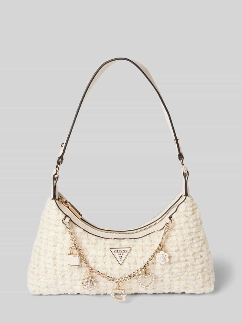 Guess Schoudertas in bouclélook met schakelkettingen, model 'Everlee'