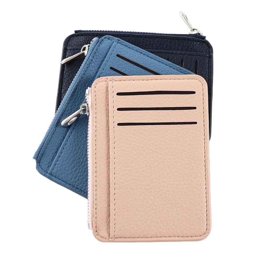 Seelongg Men Unisex Lychee pattern With Zipper Gift Coin Purse Bank Card Holder Slim Wallets Money clips blauw