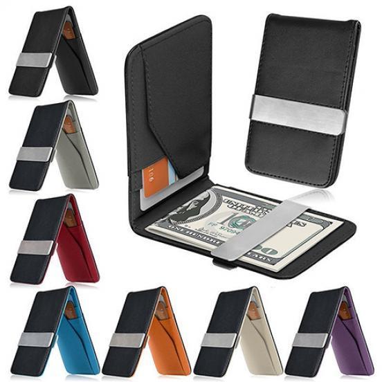 Bag Accessorries Nieuwe aankomst herenmode imitatieleren geldclip slanke portemonnee ID creditcardhouder zwart