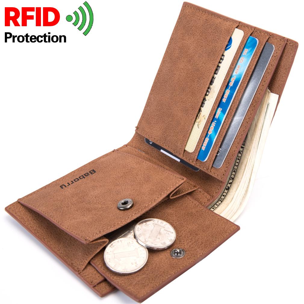 Baborry Mode Rfid Heren Portefeuilles Heren Portemonnee met Muntzak Rits Kleine Mini Portemonnee Portemonnees Nieuw Ontwerp zwart
