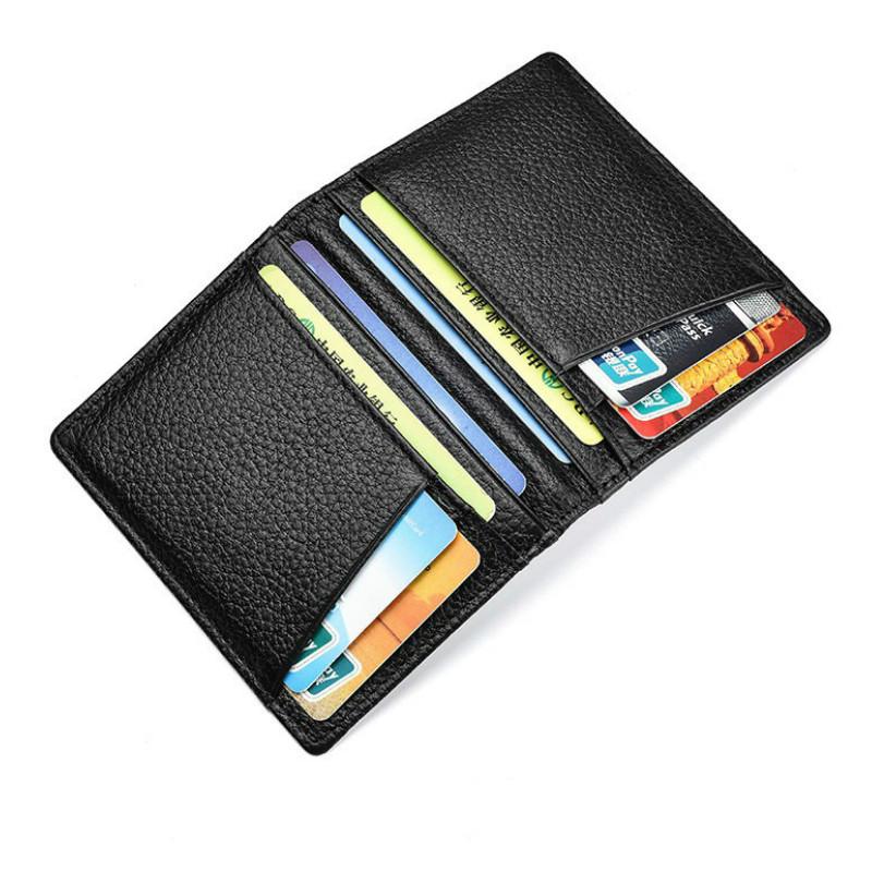 Aliwood Superslanke zachte portemonnee 100% echt leer Mini creditcard portemonnee portemonnee kaarthouders heren portemonnee dun klein zwart