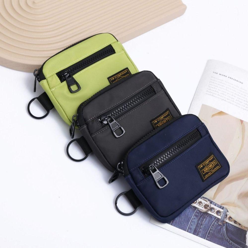 NATAWA Casual Heren Muntportemonnee Canvas Rits Korte Portemonnee Retro Sleutelhanger Klein Geldbuideltje Trend Jeugd Mini Handtas koningsblauwe kleur