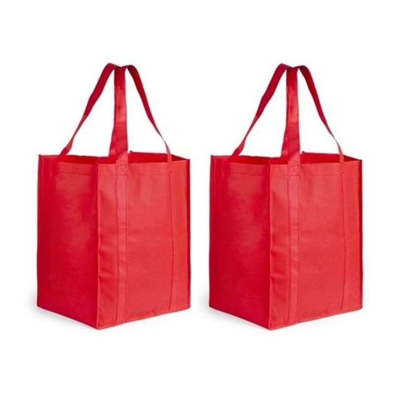 Merkloos 4x stuks boodschappen tas/shopper rood cm -