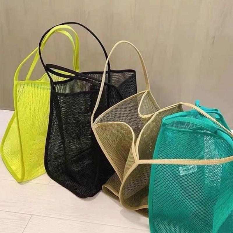 YJSTY 1Pc transparante mesh-schoudertas is modieus, lichtgewicht reisboodschappentas met grote capaciteit One Size zwart