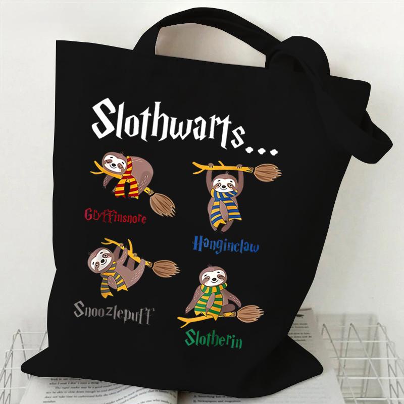Leather bag Grappige Luiaard Harajuku Schoudertas voor Dames Heren Casual Herbruikbare Boodschappentas Cartoon Luiaard Afbeelding Street Handtassen voor Dame