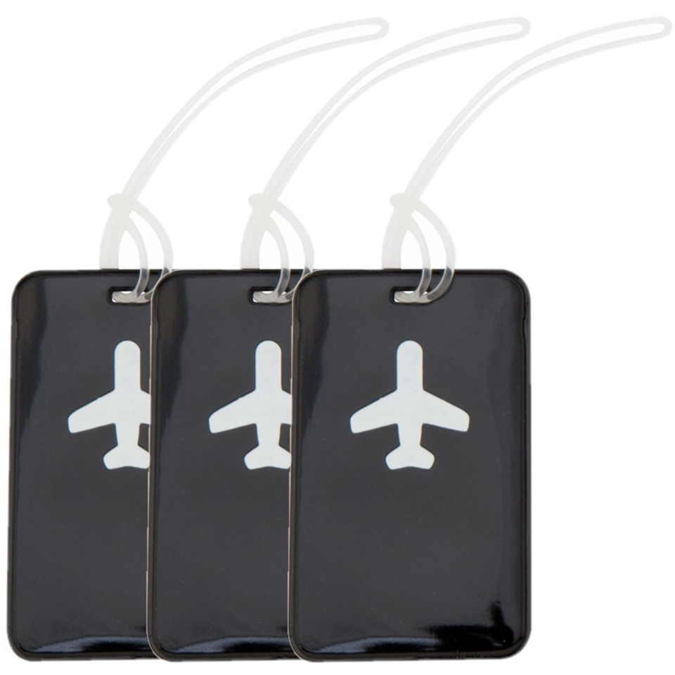 Merkloos Pakket van 5x stuks kofferlabels zwart 11,5 cm -