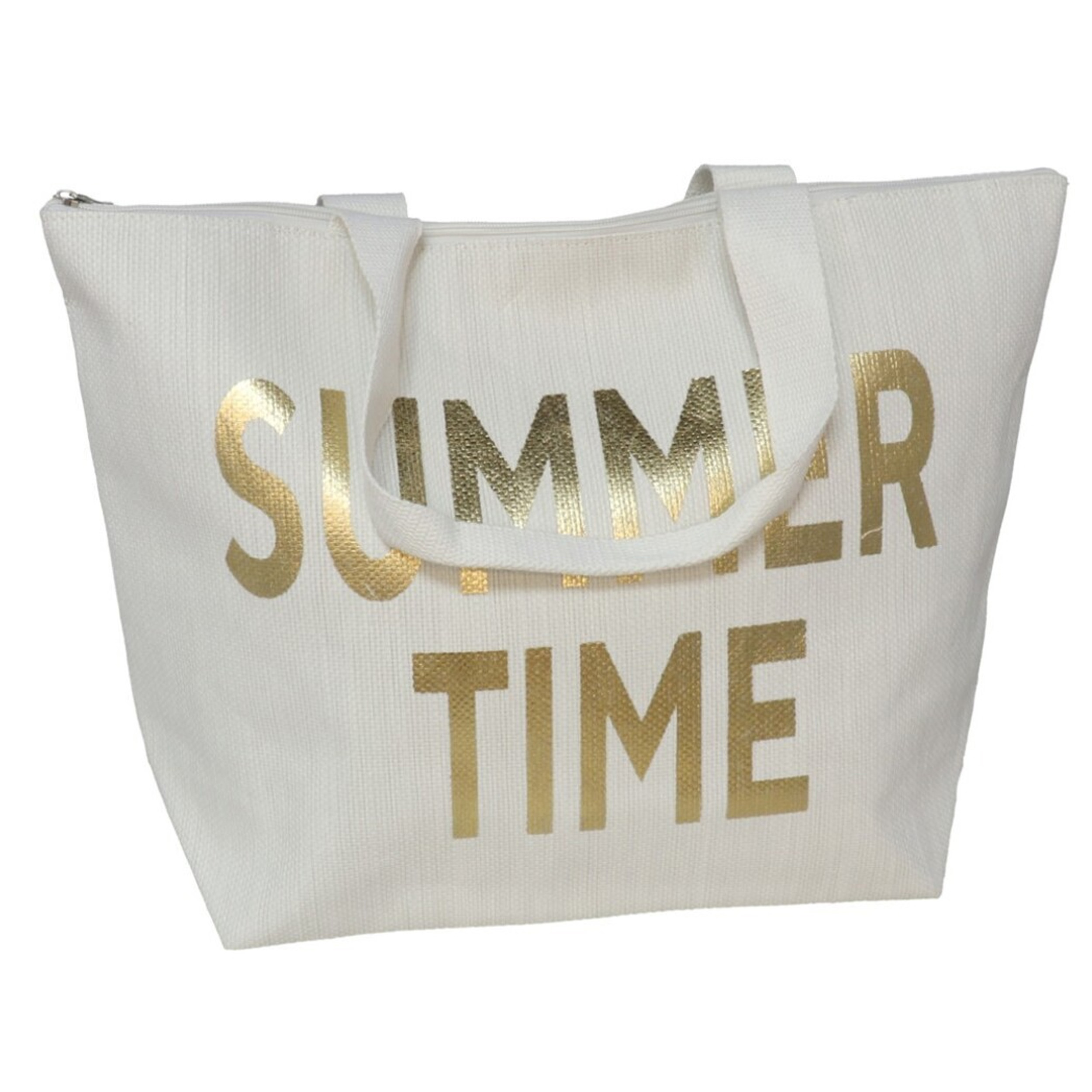 Gerimport strandtas - linnenlook - goud - linnen handvat - 15 x 50 x 35 cm -