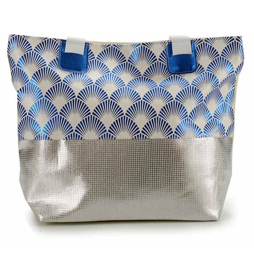 Arte r Strandtas Carribean - blauw - glanzend - x 49 cm - Strandshoppers - van polyester -