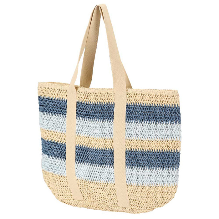 Sarlini Strandtas gestreept naturel/denim