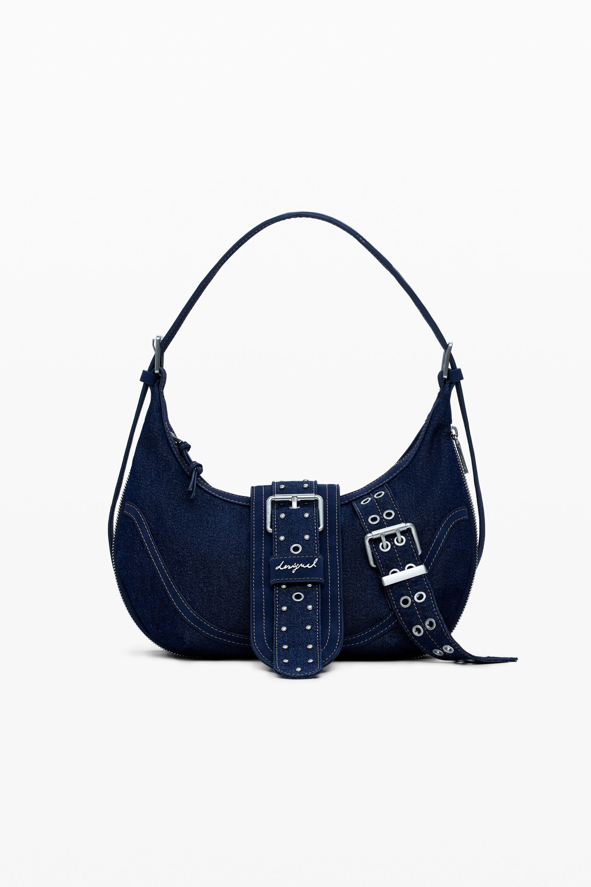 Desigual Middelgrote spijkertas met gespen - BLUE