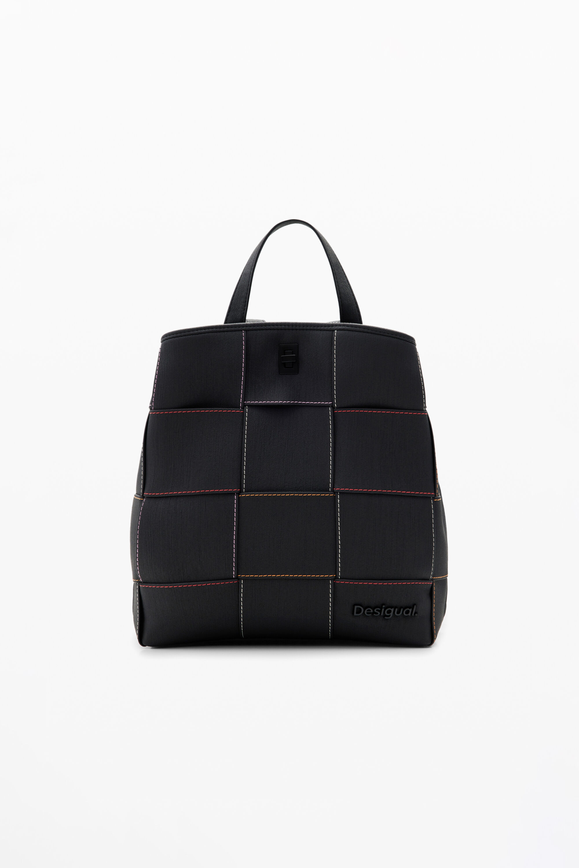 Desigual Gevlochten S-rugzak met stiksels - BLACK
