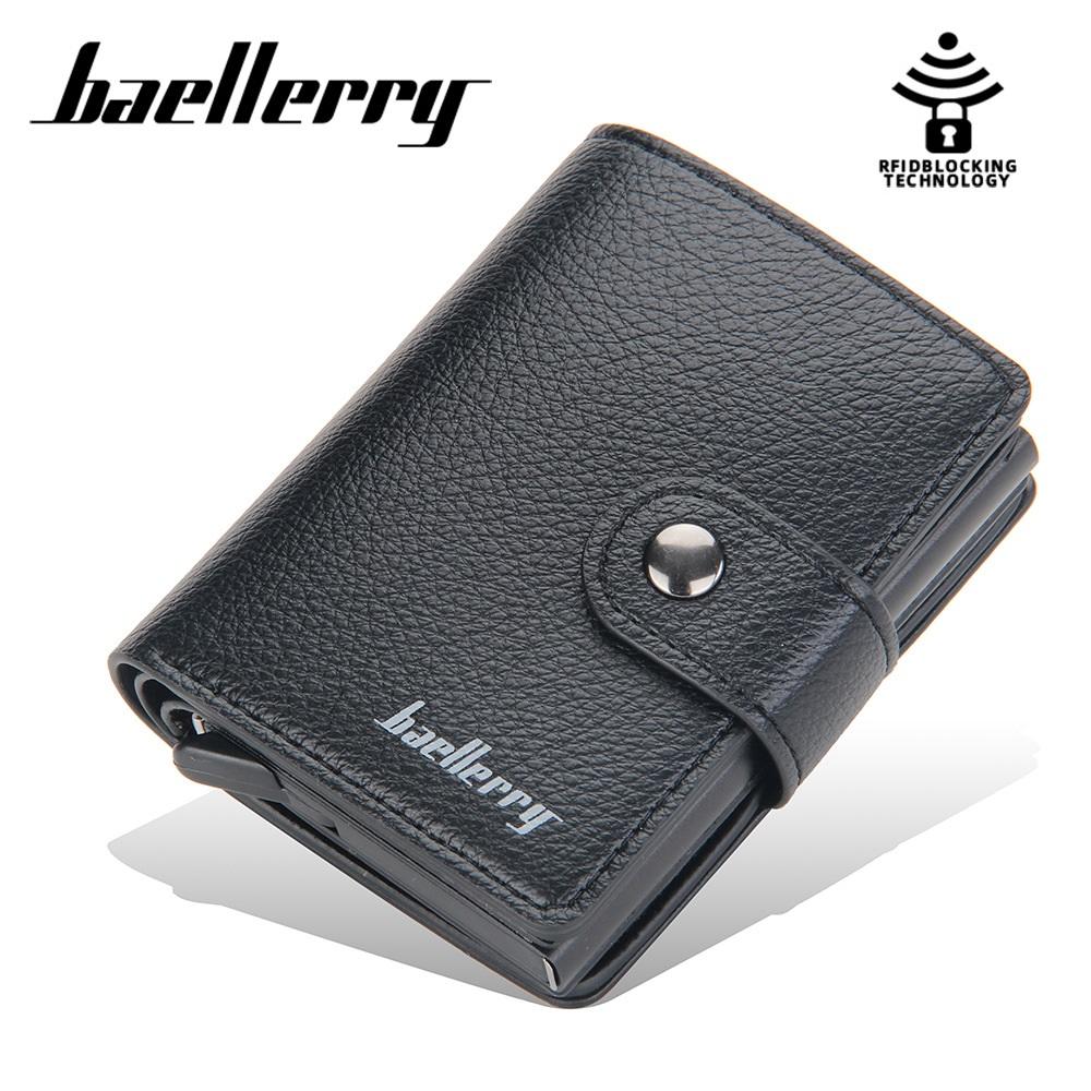 Baellerry RFID-portemonnee Heren Aluminium Anti-diefstal Mini-kaarthouder Mode Geldzak Zakelijke portemonnee Portefeuilles 10cm*8cm*2.5cm koffie