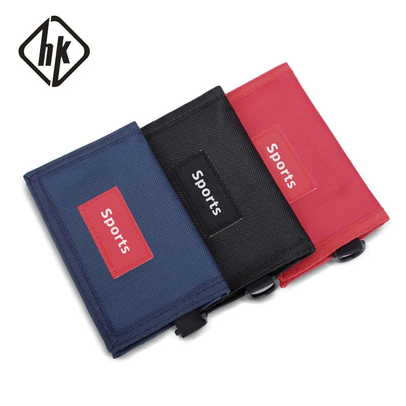 HcanKcan Heren portemonnee kaarthouder zak magische drievoudige kleine geldzak mannelijke munt clutch portemonnee sport casual vrouwen nek portemonnee zwart