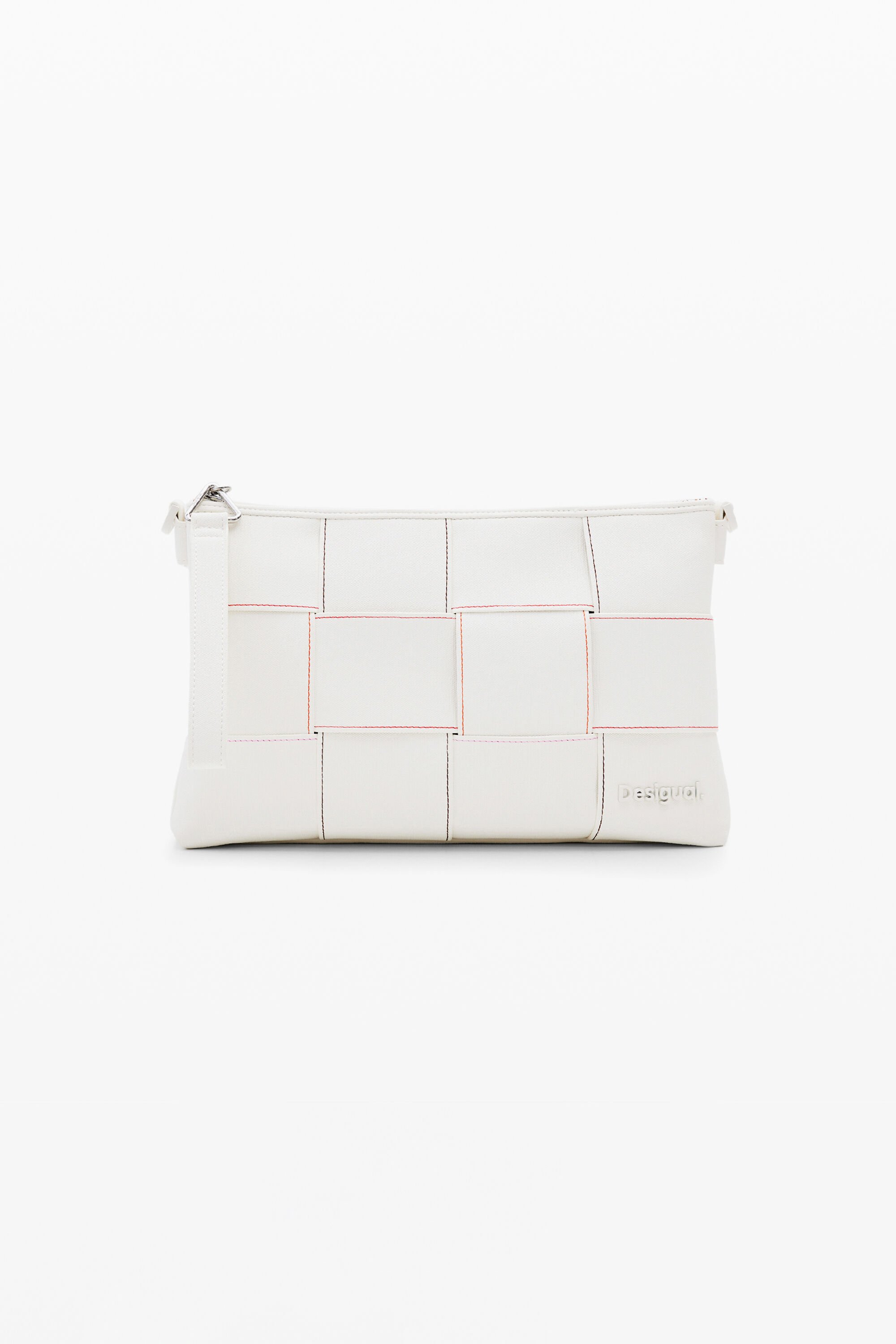 Desigual Gevlochten schoudertas M met stiksels - WHITE