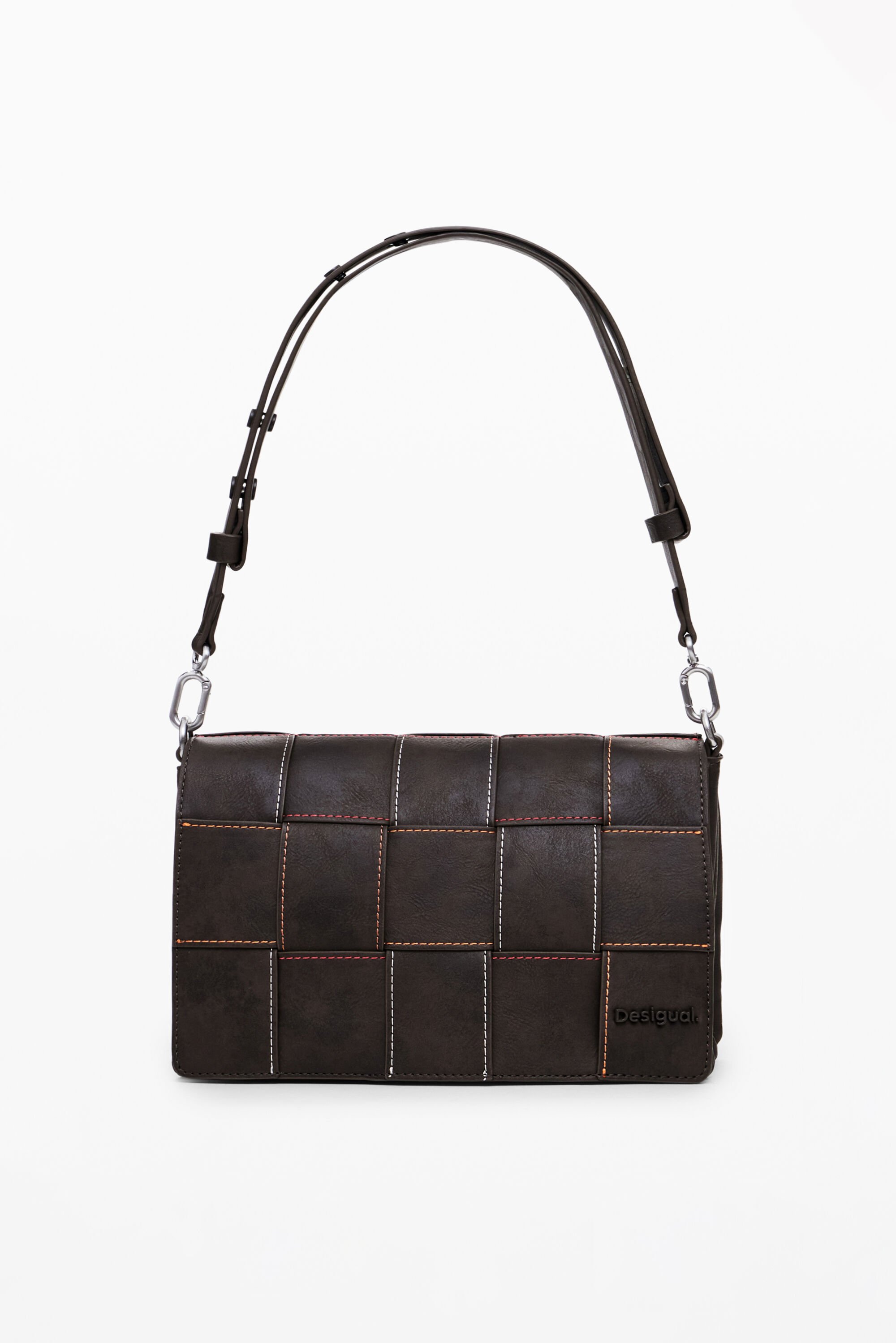 Desigual Gevlochten tas met leerlook - BROWN