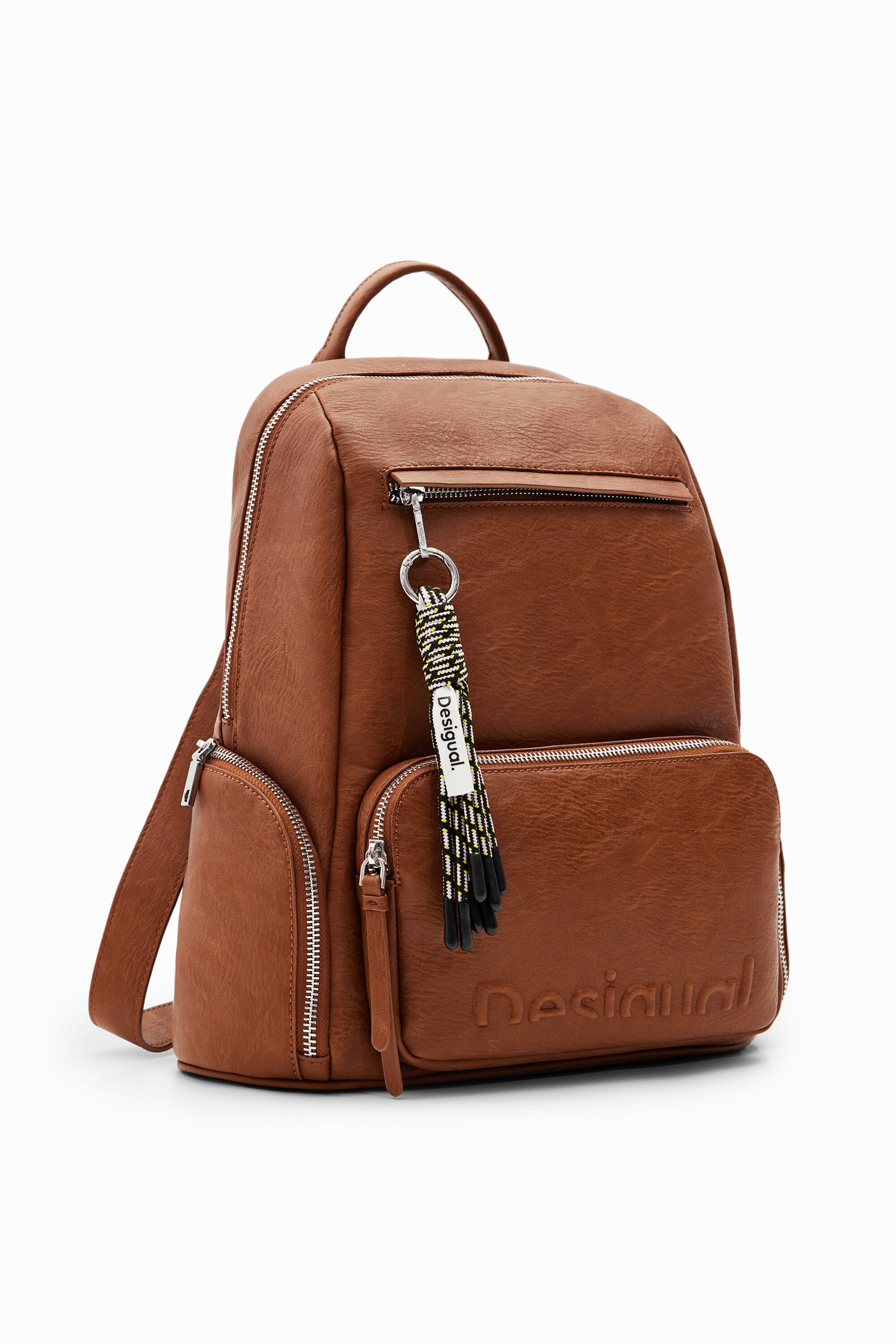 Desigual Middelgrote rugzak met Half logo - BROWN