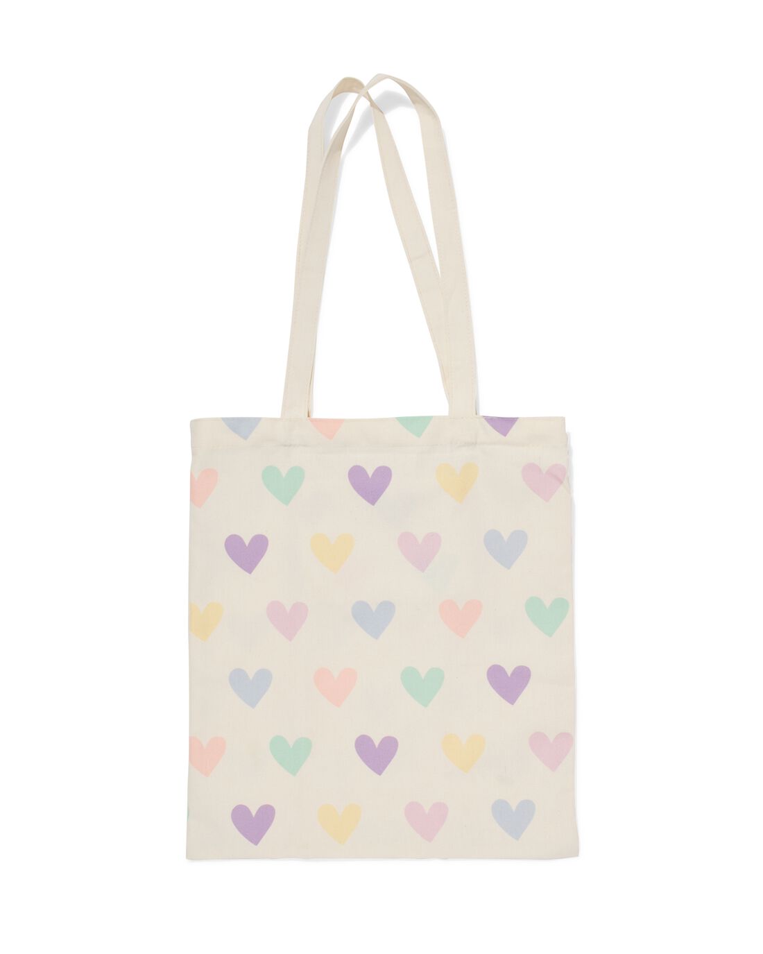 HEMA Canvas Tas 42x36cm Beige Hartjes