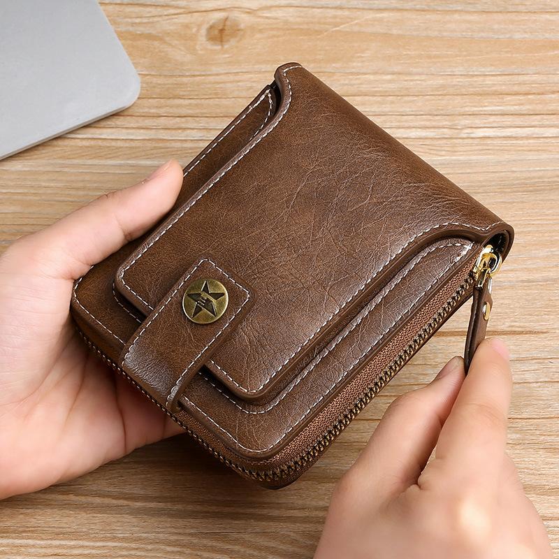 Carrken Herenportemonnee Vocket Crossing Rits Muntpas Multifunctionele Kaart Discipline Tas 12x9.5x3cm