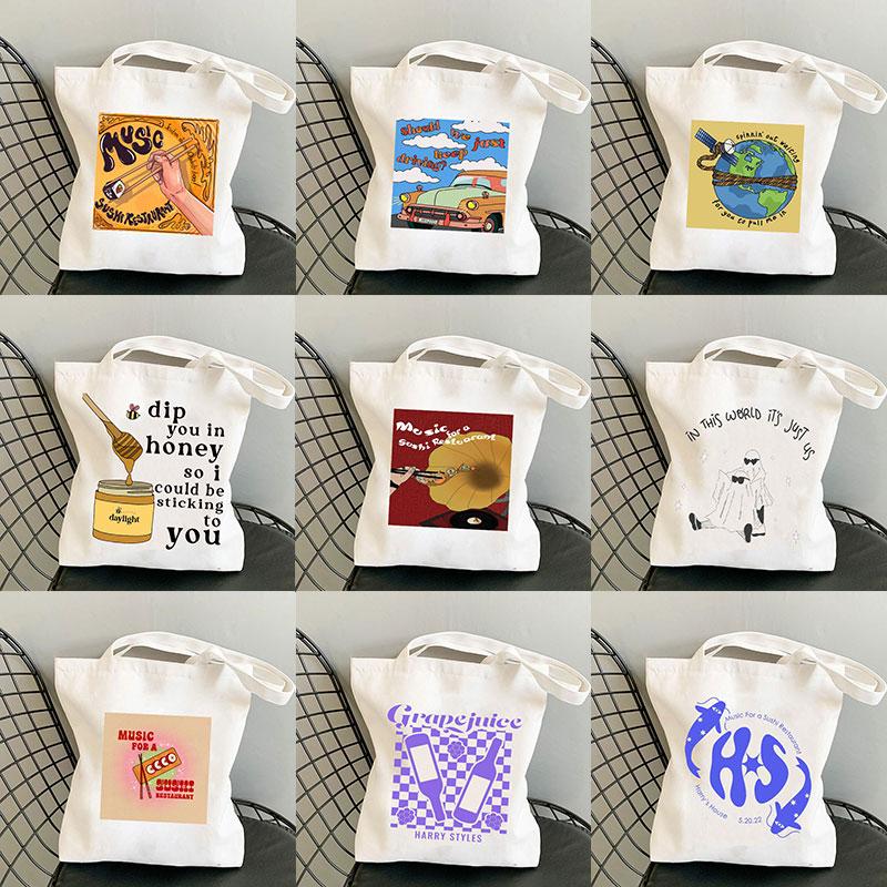 Aidegou31 Muziek voor Sushi Harry's House Harry Styles Print Leuke Leuke Handtas Canvas Tas Bolsa Messenger Bag Vrouwen Designer Tote Bag Cadeau 24*26cm