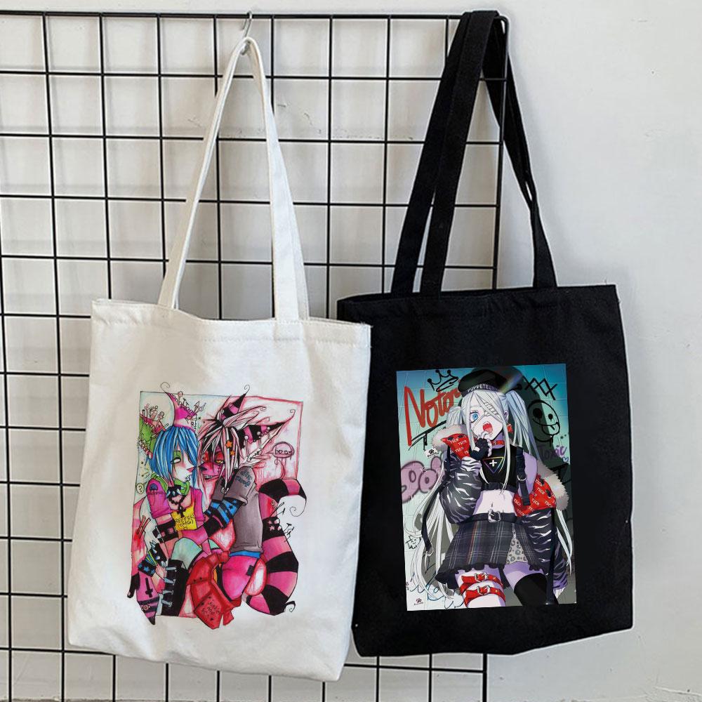 Aidegou27 Anime Schoudertas High Street Y2k Hip Hop Mode Tiener School Tote Gothic Grote Capaciteit Punk Fun Emo Kpop Damestassen 24*26cm